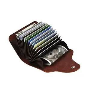 Stealodeal Brown 15 Slots RFID Leather Credit/Debit Card Holder Wallet for Men & Women (Set of 1, Brown)