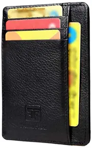 Fashion Freak Leather Credit Card Holder -Slim Minimalist Front Pocket RFID Blocking Leather Wallets for Men Women (Black)
