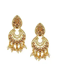 ANURADHA PLUS® Fawn Colour Beautiful Styled with Pearls Beads Traditional Earrings for Women/Girls
