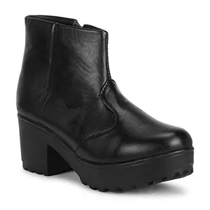 commander shoes Casual Heel Boots for Girls and Women (37, Bold Black, 820)