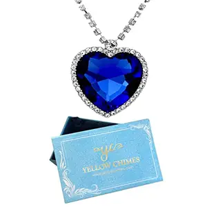 Yellow Chimes Yellow Chimes Heart Pendant for Women Valentine's Special The Blue Ocean Heart Pendant Austrian Crystal Pendant for Women and Girls