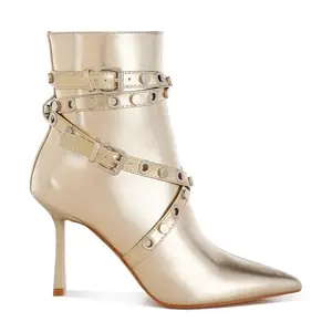 London Rag Eyelets & Studs Harness Ankle Boots
