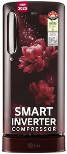 LG 185 L, 5 Star, Smart Inverter, Direct-Cool Single Door Refrigerator (GL-D201ASCU.BSCZEBN, Scarlet Charm, Base stand with drawer & Fast Ice Making)