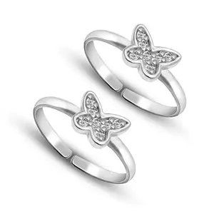 Amazon Brand - Anarva Women's Toe-Ring in 925 Sterling Silver BIS Hallmarked Butterfly Design