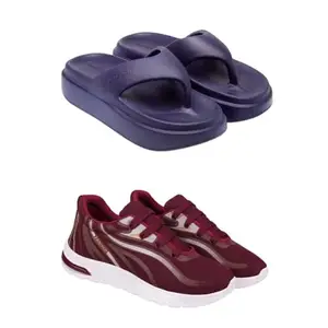 SPORTER Extra Soft Classic Casual wear with Flexibility Technology Flip Flop Combo for Women's/Girl's(6112+2020)(6)