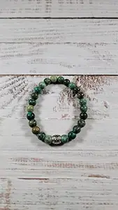 LKBEADS Natural African Turquoise 8mm Round Shape Smooth Cut Beads 7 inch Stretchable Bracelet for Men & Women|STBR_RR_00202_70