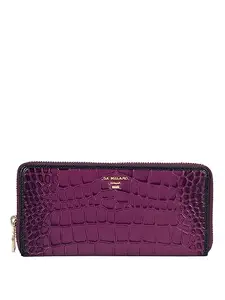 Da Milano Zip Leather Wallet for Women - Purple