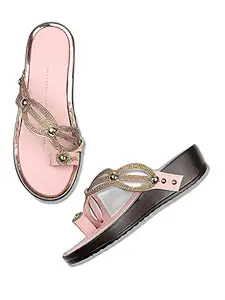 WalkTrendy Womens Synthetic Pink Open Toe Heels - 7 Uk (Wtwhs80_Pink_40)