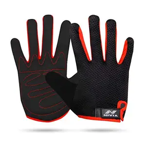 Nivia Men Cross Training Gym Glove Full Finger Gloves,Perfect for Weight Lifting,Training,Gym Workout,Crossfit,Pull-ups,Bodybuilding,Strong Grip Gym Gloves (M, Black/Red)