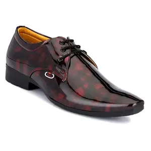 GAUTAMFIT Men's Formal Classic Derby Lace-Up Formal Shoes for Office, Party,Wedding | Dress Shoes | Extra Cushioning Insole | Lightweight & Comfortable Shoes 7 Red