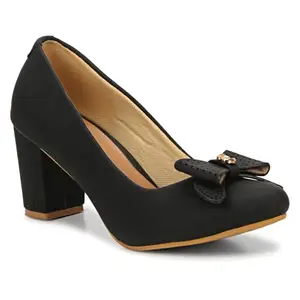 Saheb Latest High Heel Pumps Shoes Lazer Cut for Girls and Women (551 Black 7UK)