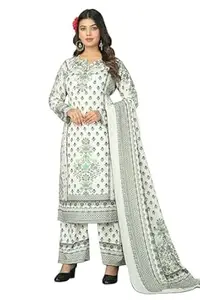 MINQUE Rayon Blend Printed Kurta Pant Set with Dupatta for Women | 3 Piece Printed Suit Set | Kurta Sets for Women | Festive and Office Kurti Palazzo Set