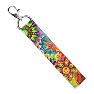 ISEE 360® Rangoli Pattern Lanyard Bag Tag with Swivel Lobster for Gift Luggage Bags Backpack Laptop Bags Students Employees L X H 5 X 0.8 INCH