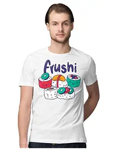 ALLEN BLACK Men's Regular Fit T-Shirt Fruit Sushi Kawaii 100% Cotton T-Shirt White_FRUITMEN-White 3XL Men Round_