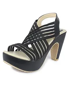 MONAQI platform sandals with straps and a high heel.