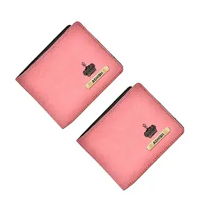 YOUR GIFT STUDIO Personalized Men's 2pcs Classy Leather Wallet Combo | Customized Men's Wallet with Name and Charm (Peach)