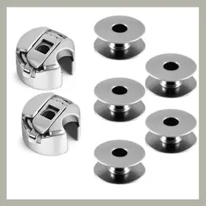 JUKI Machine (2-Pcs) Bobbin Case with (5-Pcs) Aluminium Bobbins | Stainless Steel for juki, Jack, Brother, Zoje, etc Sewing Machines