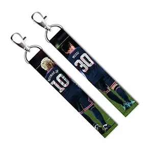 ISEE 360® 2 PCs Messi and Neymar Lanyard Tag with Swivel Lobster for Gift Luggage Bags Backpack Laptop Bags L X H 5 X 0.8 INCH