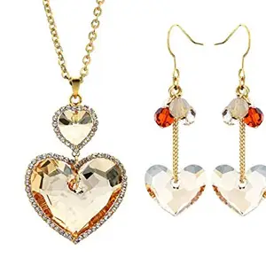 Ananth Jewels Embellished with Swarovski Crystal Love Heart Gift for Valentine Necklace & Earrings for Women Wife