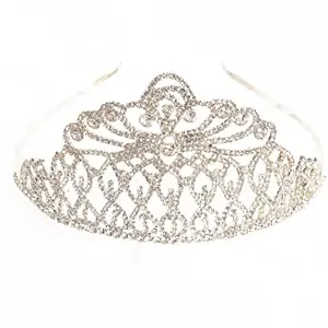 Silver platted crown with American diamond for girls and women latest
