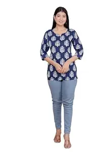 Amrira Crafts Women's Rayon Printed Short Kurti Stylish Kurta for Women Trendy Short Kurta for Daily & Office Wear PR1