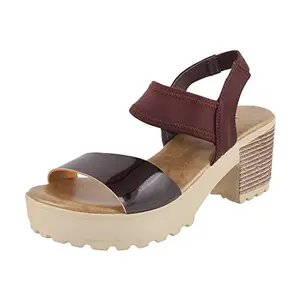 Mochi Womens Brown Synthetic Block Heel Fashion Sandals UK/6 EU/39 (33-9815)
