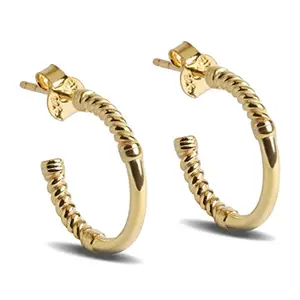 CLARA 925 Sterling Silver Vera Hoop Earring |Gold Plated | Gift for Women & Girls