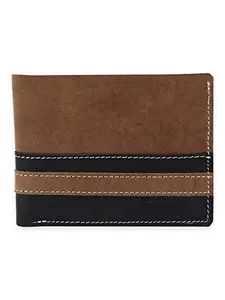 Infigo Stylish Hand Made Designer Pure Leather Wallet for Men - Stylus Camel (Black/Camel)