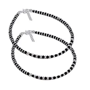 Sahiba Gems Sterling Silver & Spinel Payal Anklet for Women & Girls (Nazariya Anklets) Pack in Pair