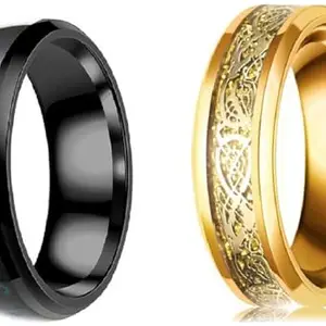 Women Combo Gold Dragon & Black Smart Temperature Ring (IR193)