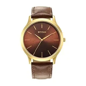 Titan Karishma Quartz Analog Brown Dial Brown Leather Strap Watch for Men - NT1825YL04