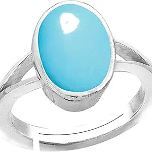 Anuj Sales 7.50 Carat Turquoise Firoza Sky Blue Gemstone Panchdhatu Adjustable Silver Plated Ring For Men And Women