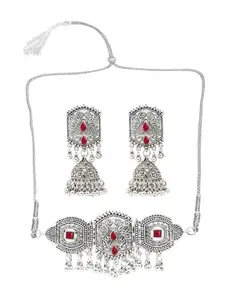 Maroon Round Leaf Choker Necklace for Women – Traditional Indian Jewelry