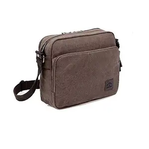 SUKHAD Men canvas messenger laptop briefcase type bag for men and women, 30 X 24 X 10 CM, Brown