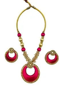 AVANI COLLECTION Silk Thread Necklace Set with Antique Jhumki for Women and Girls - Ideal for Parties and Weddings, Elegant and Stylish Design