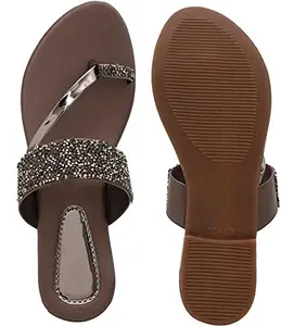 Women Dark Brown Flats Sandal (numeric_4)