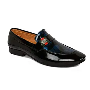 PGD Men's Blue Comfortable & Stylish Patent Leather Slip on Formal Shoe 10 UK/India