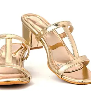 Khadim's Women Casual Heels Sandal (Gold_04)