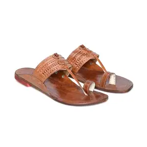 STEPSOFT Kolhapuri Chappal for Men Original | Kolhapuri Slippers for Men Best for Party, Wedding | Suitable In Kurta, Sherwani | Ethnic Kolhapuri Chappal | Leather Chappal (BROWN, 11)