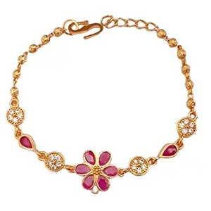 Ruby red stone studded gold plated looser bracelet