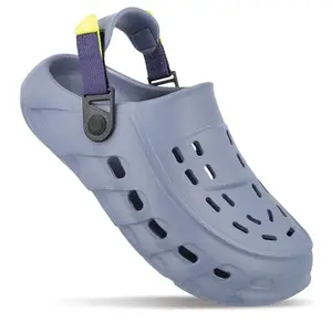 WALKAROO Men's Casual Stylish EVA Clogs with Adjustable Heel Strap WC8814 Cool Grey