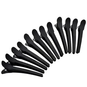 12 Pcs Black Hair Sectioning Clips Professional Non Slip Crocodile Hair Clips for Styling Cutting Coloring and Salon Use Alligator Grip Hair Clamps for Women and Men