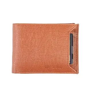 DUO DUFFEL RFID Protected Men's Bi-fold Design Faux Leather Wallet (Tan)