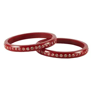 MAYA FASHION Red Stone Acrylic Bangle Elegant Extra Large Size Bangle | Perfect Fit for Plus Size banglesTrendy and Comfortable Fit for woman and girls | (Sku-ban1590)