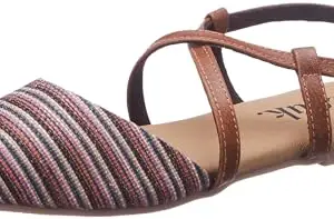 ZOUK 100% Vegan Leather Handcrafted Stripped Print Multicolor Rohtang Stripes Gladiator Sandals