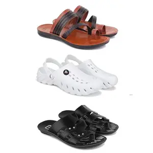 DRACKFOOT Men's Sandals | Lightweight Wear| Stylish & Easy to Wear For Men's GRT-SAN-(3-COMBO)-3151-3145-3126-6
