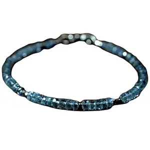 LKBEADS Aquamarine Bracelet with Silver Plated Clasp – 3mm Rondelle Beads – Faceted Cut – 7 inch – Healing, Fashion, Gift, Spiritual, Yoga|LK_STACK_00733