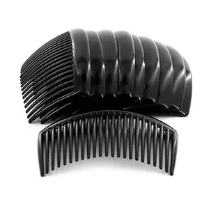 KETAKETI Yeshan 3.2" Plastic Hair Side Comb With Teeth Comb HairPin Clip for women,Black (12pcs)