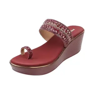 Mochi Women Maroon Synthetic Sandals - EU/37 UK/4-35-5024