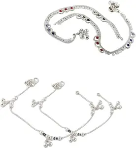 Heer Collection Traditional Trendy Jewellery All Occassions Anklets Payal Pair for Women/Girls Alloy Anklet (Pack of 4)(Combo Payal-110&118-(1PairEach))
